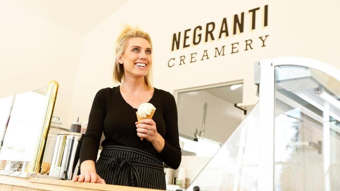 Alexis Negranti, owner of Negranti Creamery, at her scoop shop in Paso Robles’ Tin City. Negranti will open a new shop at the SLO Public market in 2019.
