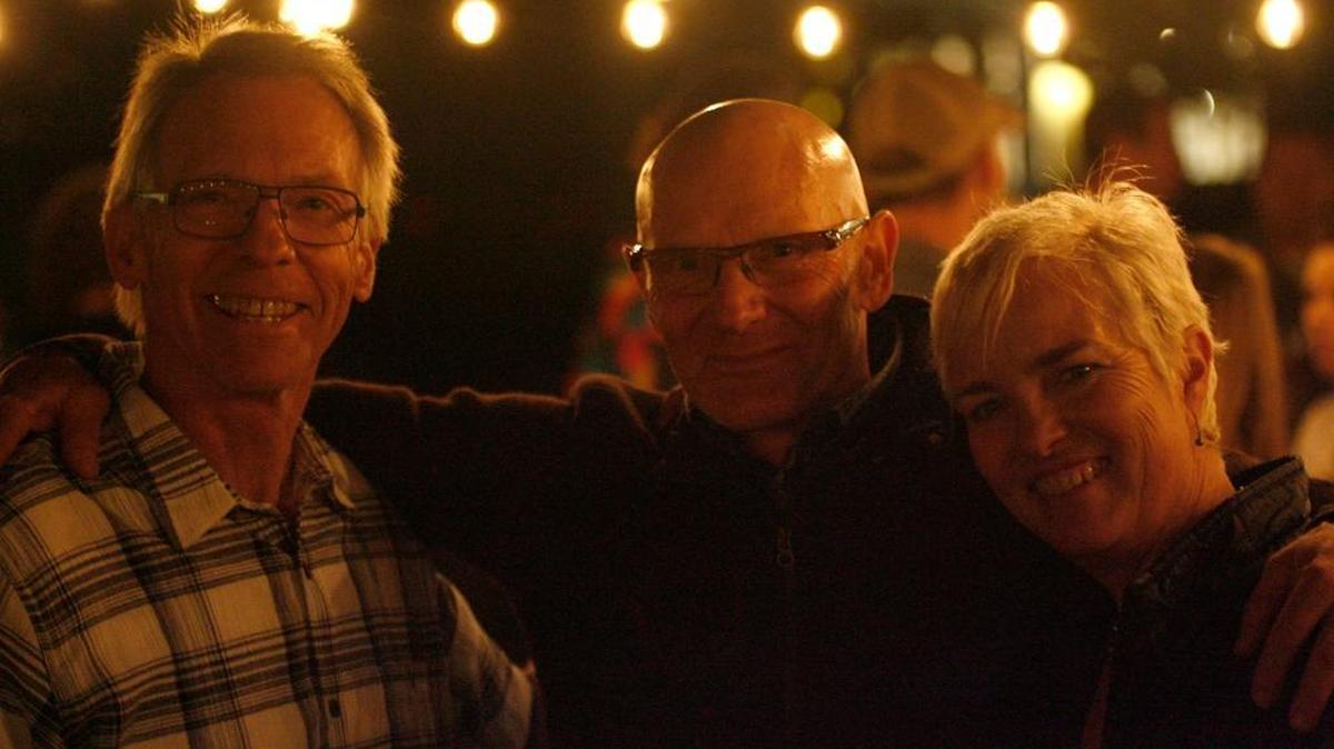Clif Bar’s husband-wife co-owners, Gary Erickson and Kit Crawford, right, with The Mountain Air’s co-owner, Wayne Patterson.