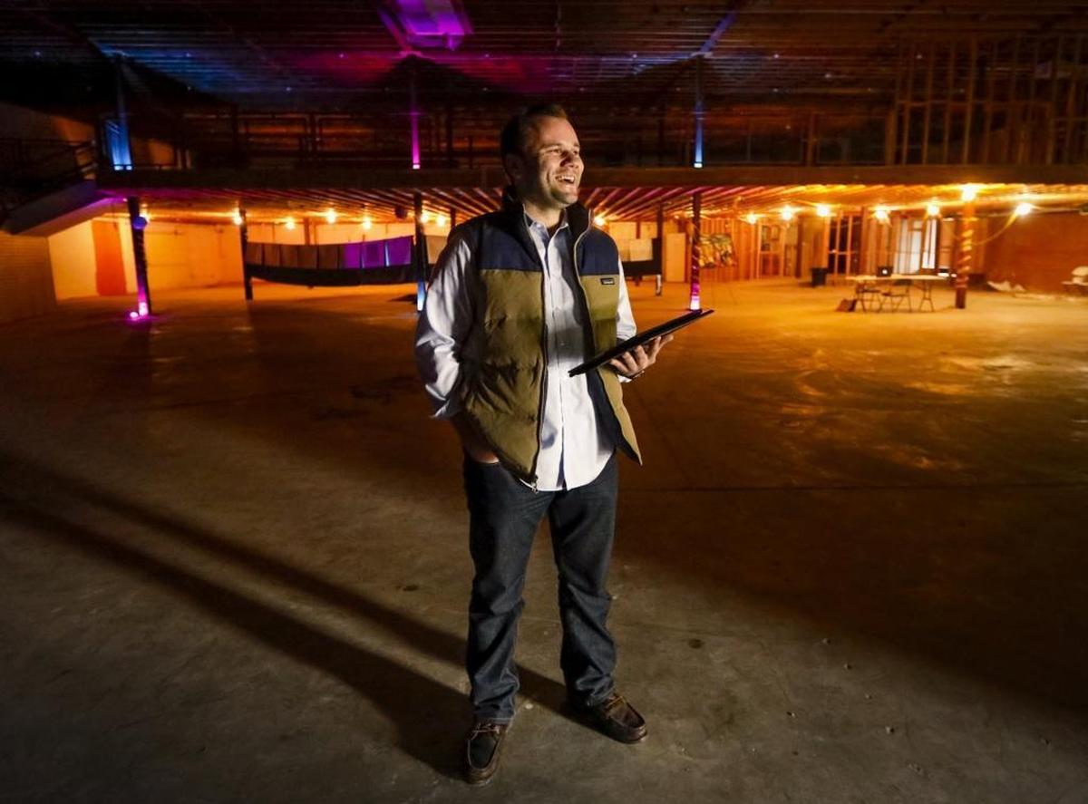 In a photo from April 2017, Discovery SLO developer Jeremy Pemberton inspects the building at 1144 Chorro St., which was planned to include bowling, music, games, food and a speakeasy. The project was called off.