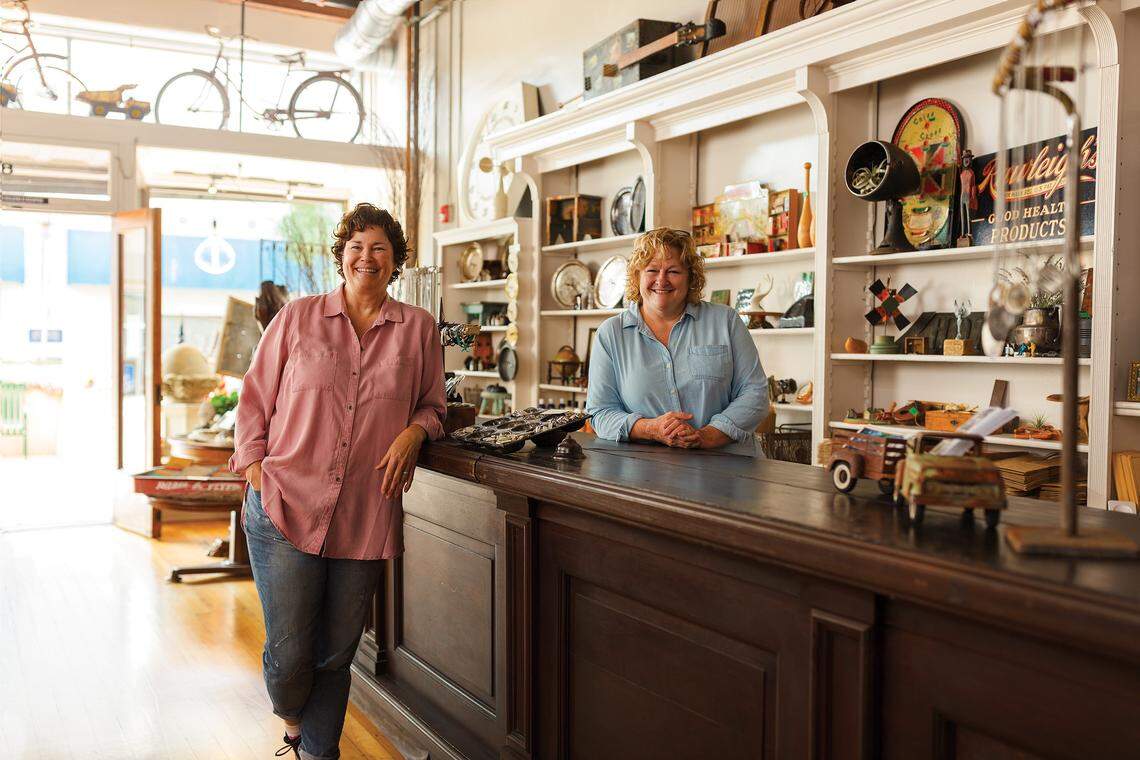 Melissa James (left) and Jenny Kompolt (right) of the Junk Girls store.