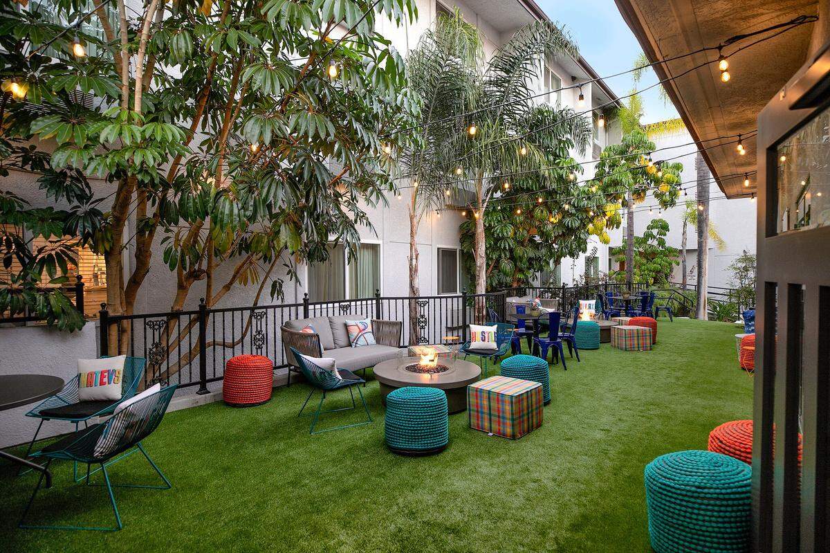 Outdoor space at the Kinney Hotel in SLO.