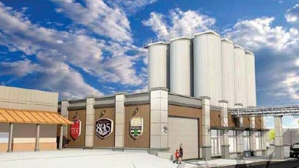 A rendering of the 65-foot fermentation tanks Firestone Walker Brewing Co. plans to install near its campus in Paso Robles.
