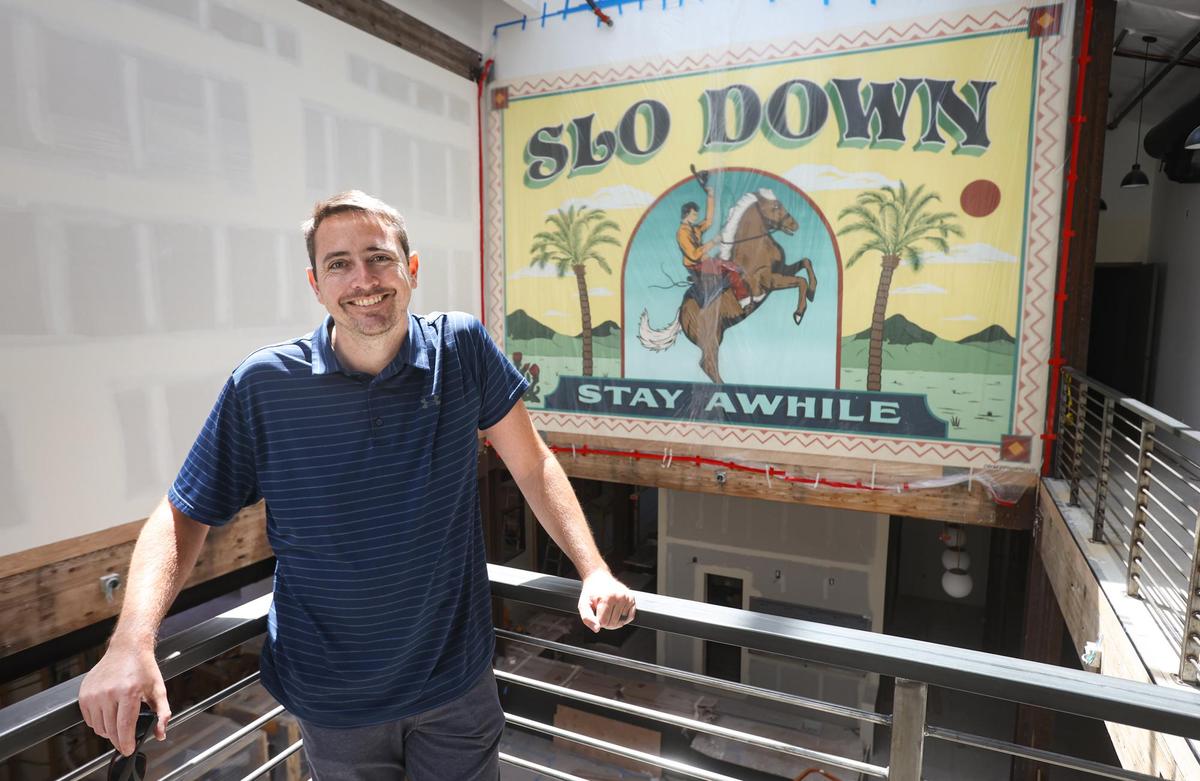 In June 2021, Taylor Judkins, property owner of the incoming SLO Public Market, stands in the market hall that will have 14 businesses, many beverage and dining venues.