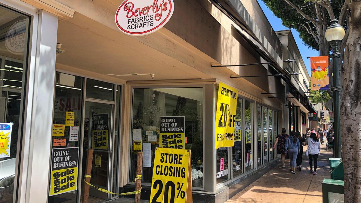 Beverly’s Fabric & Crafts store was among several businesses in downtown San Luis Obispo that closed in 2020.