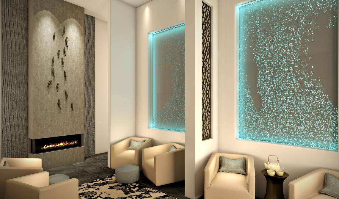 A rendering of the incoming Hotel Cerro in SLO. This image depicts the completed look of the spa’s quiet room.