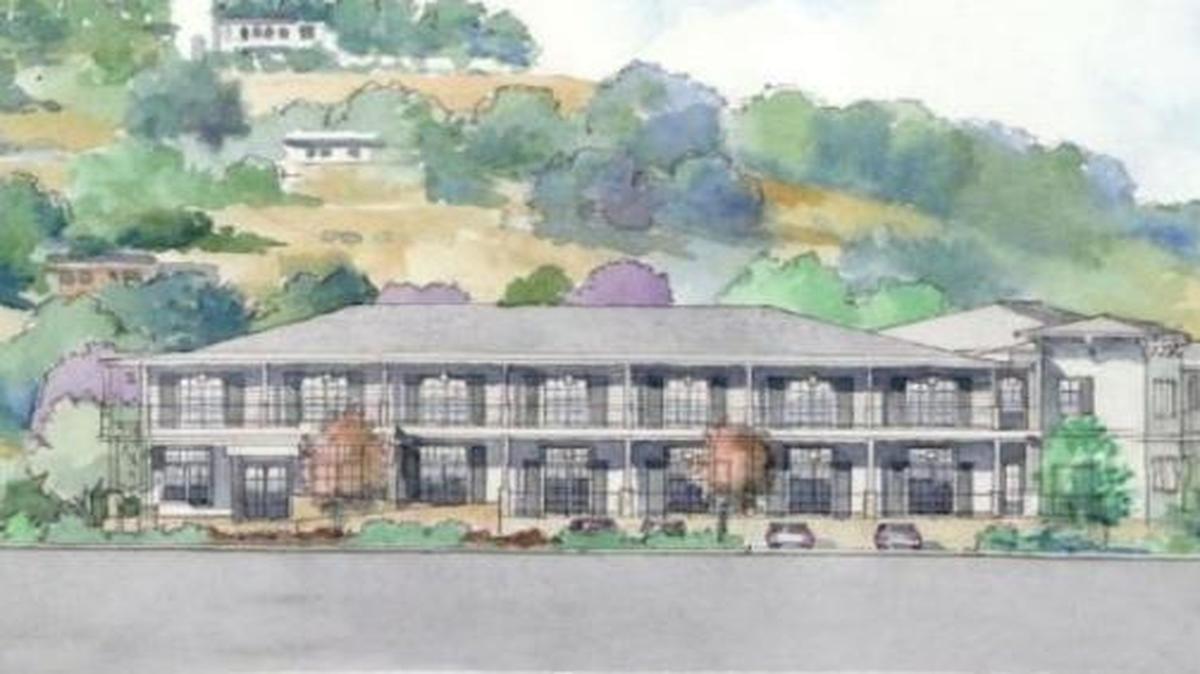 An early rendering of the proposed hotel shows what the building could look like once constructed, although developer Nick Tompkins cautions that the rendering does not accurately portray the position of the project to the neighboring building. More accurate renderings are pending, he said.