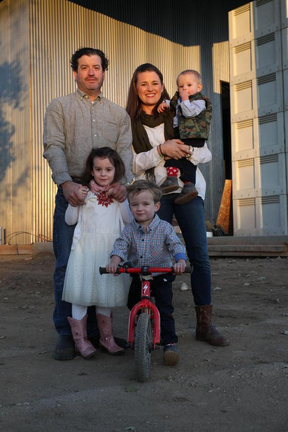 Chris and Adrienne Ferrara, who own Clesi winery, pose with their children — baby Biagio, Anna and Joseph.