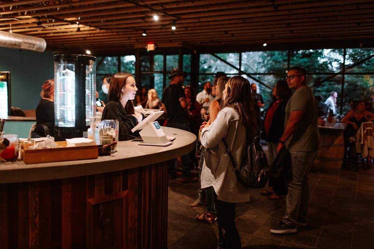 Guests pack Bang the Drum Brewery in San Luis Obispo shortly after it moved to its new location on Laurel Lane in 2021.