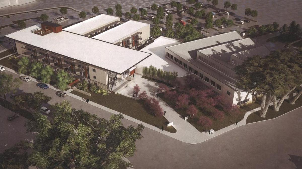 Developer Taylor Judkins of Bakersfield has proposed to build 43 work/live units in the warehouse (on the left in this rendering) that used to house the presses at The Tribune in San Luis Obispo. The city says Judkins’ application isn’t complete, and the number of work/live units likely will change.