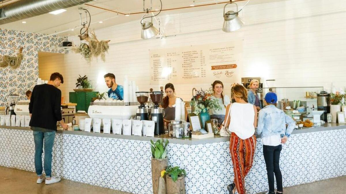 Customers gather at Scout Coffee Co. on Foothill Boulevard in San Luis Obispo. The company was recently honored as “Small Business of the Year” for California’s 35th State Assembly district.