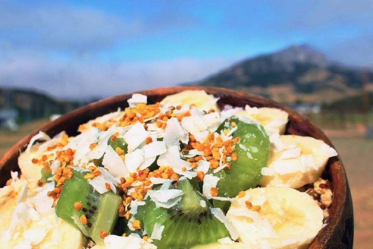 An acai bowl at The Neighborhood Acai and Juice Bar in San Luis Obispo features bananas, kiwi and shaved coconut. The business opened a second location in Paso Robles in September 2018 and a third spot at SLO Public Market in San Luis Obispo in 2021.