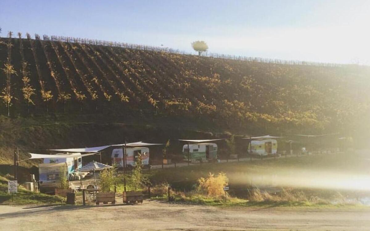 Alta Colina winery and Tinker Tin Trailer Co. have partnered to offer vintage trailer camping at the Paso Robles winery, giving adventurous wine drinkers and small groups a new way to experience wine country. The camping area is called Trailer Pond.