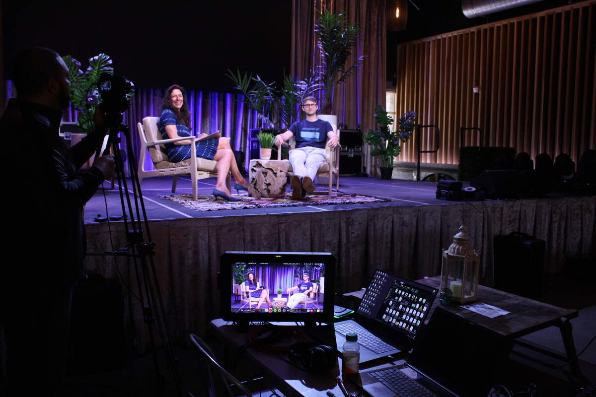 The startup pitch competition AngelCon 2022 takes place Thursday, April 21, at SLO Brew Rock. This image shows Jonny White, CEO, Trees, at a past AngelCon event.