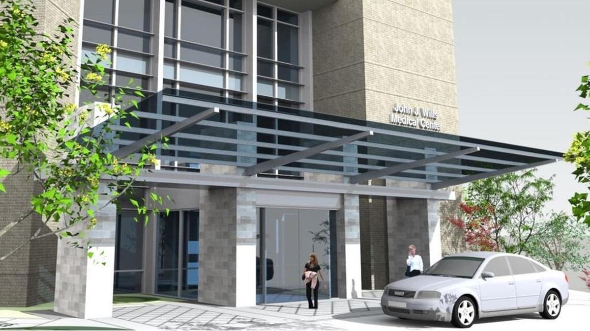A 2015 rendering of the new Matthew Will Memorial Medical Center, which will house the hospital's outpatient imaging and cancer services next door to the hospital; that building is under construction and is expected to be completed in August.
