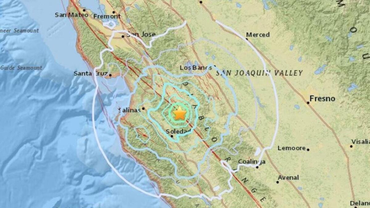 A magnitude 4.7 earthquake rattled the area southeast of Salinas on Monday.