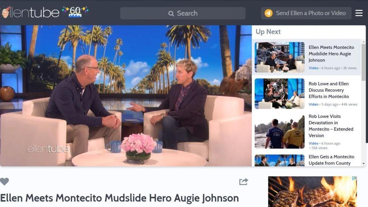 Talk show host and Montecito resident Ellen DeGeneres spoke with Augie Johnson, the man who pulled 2-year-old Ian Benitez from the mud during the floods on Jan. 9, 2018.