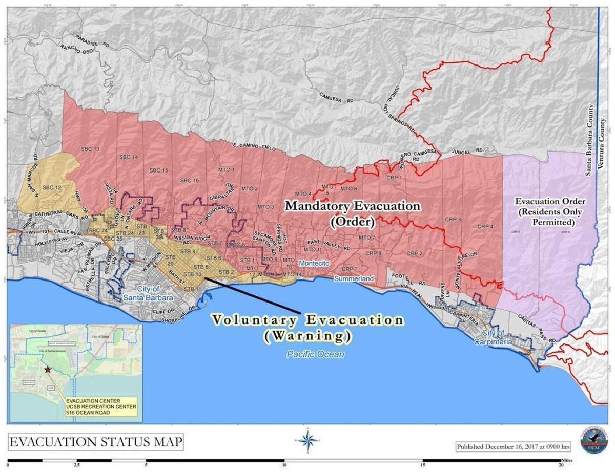 A mandatory evacuation order is in place for parts of Santa Barbara County. (Saturday, Dec. 16, 2017)