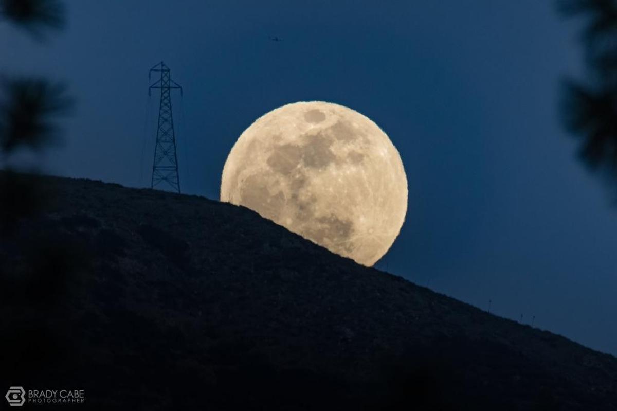 Super blue moon on Tuesday night over San Luis Obispo. (Do you see the plane?)
