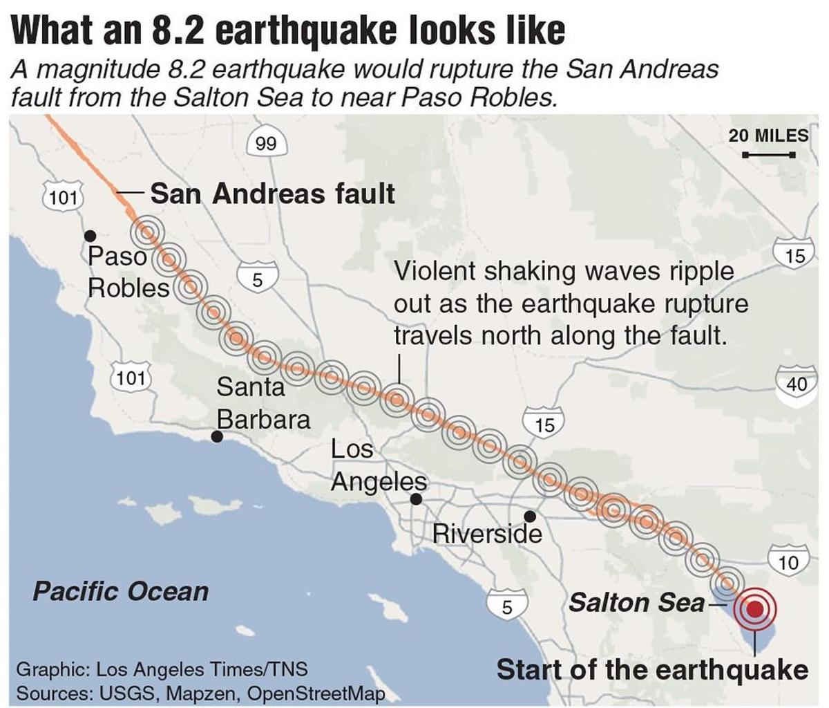 Map of the San Andreas fault.