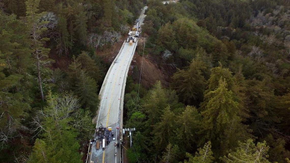 Pfeiffer Canyon Bridge on Highway 1 has been closed and condemned because of damage from storms in Big Sur.