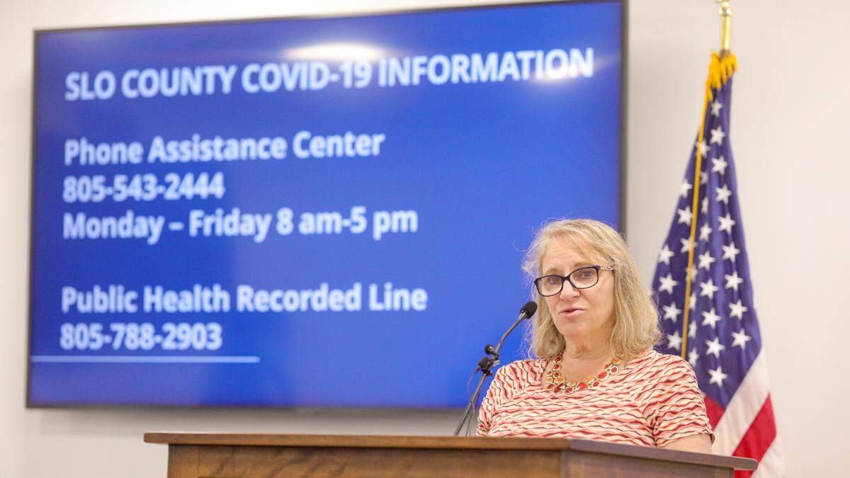 San Luis Obispo County Health Officer, Dr. Penny Borenstein and others at the Wed. Oct. 21 coronavirus press conference