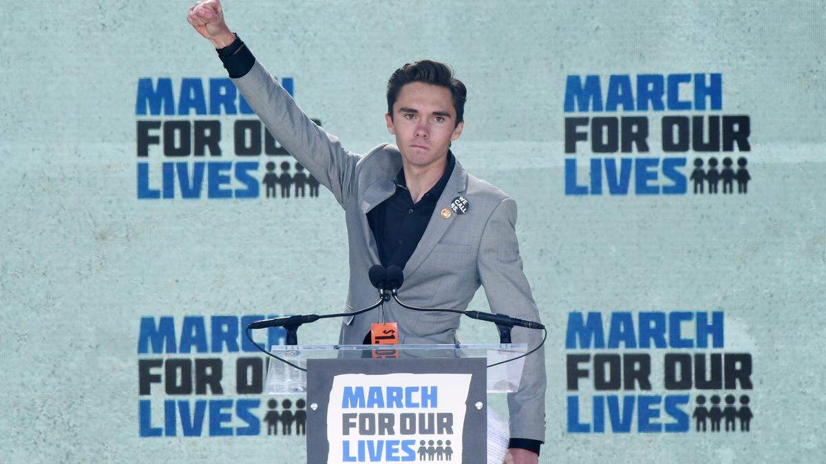 David Hogg speaks during March for Our Lives to demand stricter gun control laws on Saturday, March 24, 2018, in Washington, D.C.