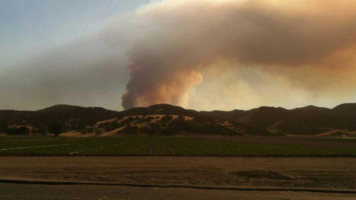 This photo, tweeted Saturday by the U.S. Forest Service, showed the Coleman Fire burning in southern Monterey County. The fire has burned thousands of acres and forced some evacuations.