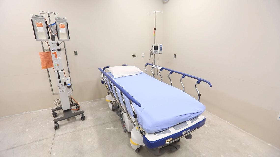 The new French Hospital Oppenheimer Family Emergency Medical Center, set to open later this year, will quadruple the current emergency room. This room will be the main resuscitation room.