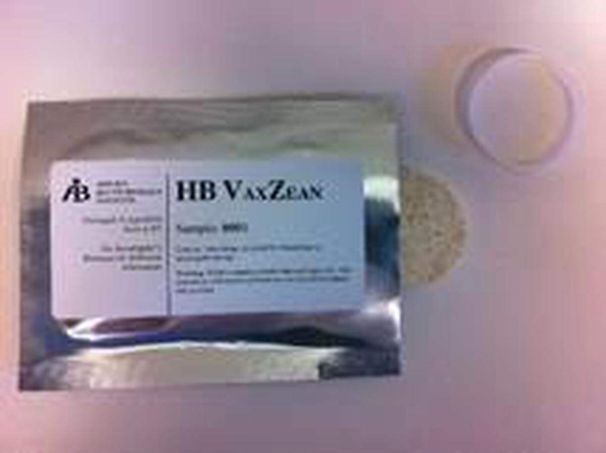 A wafer in a packet made by the SLO-based Applied Biotechnology Institute that could be used to for orally delivered vaccines. This packet was made for a hepatitis B vaccine candidate but this is similar to what we are using for Valley Fever.