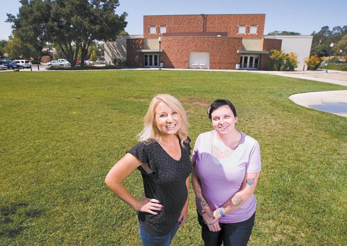 Jenell Allen, left, and Sarah Sullivan, founders of Parents for Joy, at the site of their future special needs playground at Colony Park in Atascadero in 2014.
