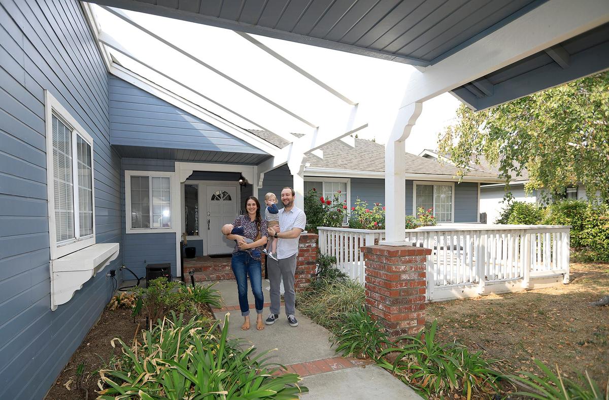 Kristine Disselhorst and her husband Paul moved from Monterey County to San Luis Obispo after Paul was able to transfer to the local Amazon office. They’re pictured in front of their home with children George and Rowan, 18 months.