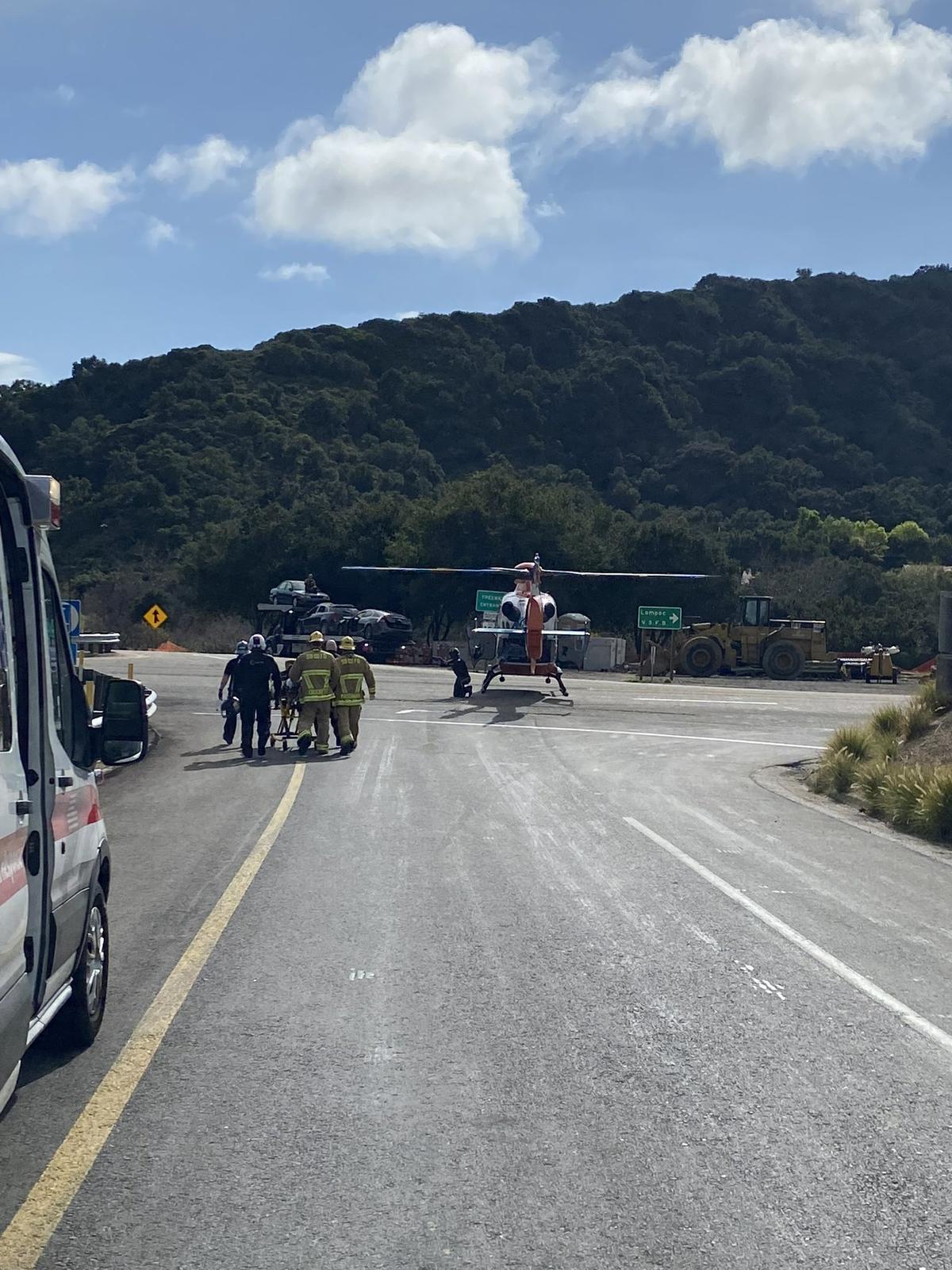 A California Highway Patrol motorcycle officer was airlifted to the hospital Feb. 29, 2024, following a crash on Highway 101 south of Buellton.