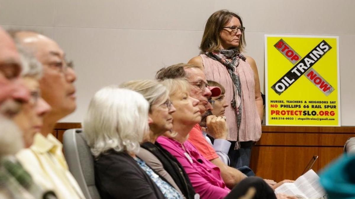 Concerned citizens attended a San Luis Obispo County Board of Supervisors hearing on expansion of Phillips 66’s oil-by-rail plan in March. The plan was rejected, but Phillips 66 is appealing that decision and received a favorable decision Thursday in San Luis Obispo Superior Court.