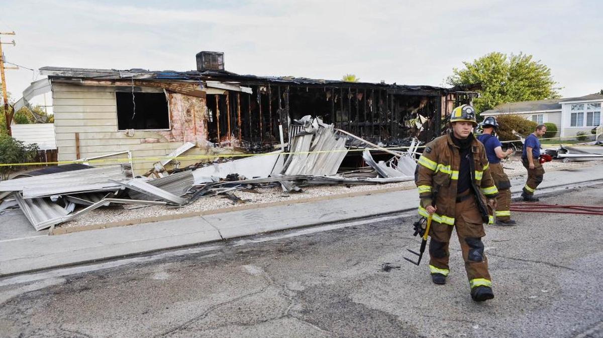 A fire badly damaged a mobile home in Atascadero on Friday.