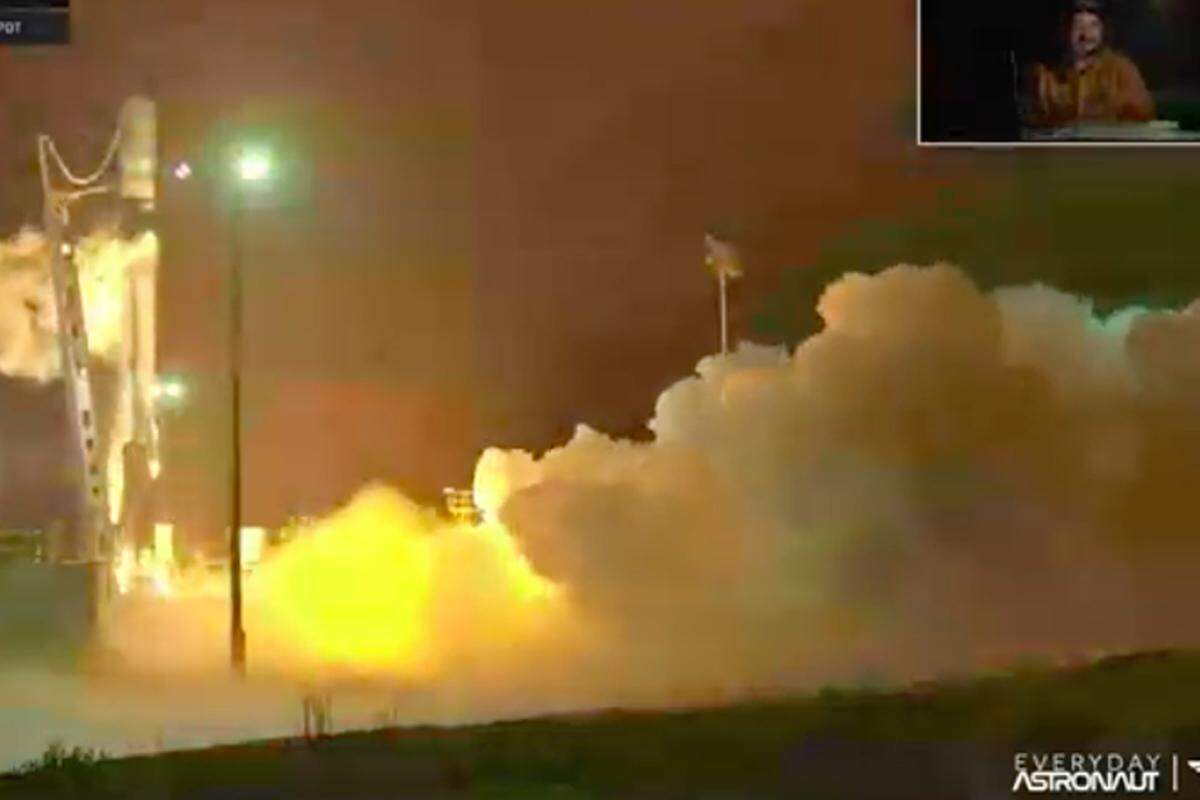 The Alpha rocket’s engines fire at Vandenberg Space Force Base as the Firefly Aerospace achieves a successful second flight early Saturday morning.