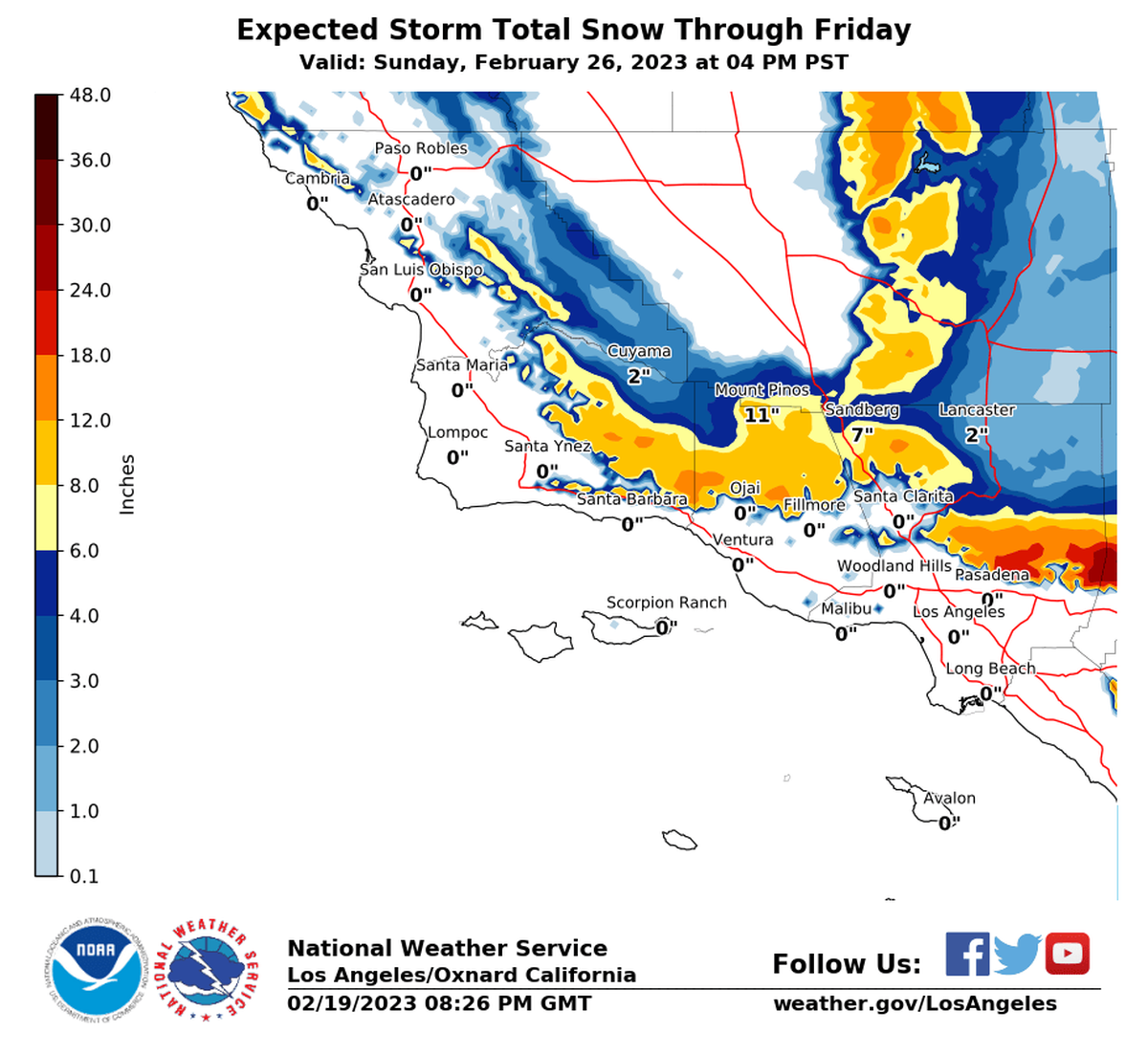 San Luis Obispo County could see snow in in the mountains east of San Simeon and in the Temblor Range near the Carrizo Plain this week, according to the National Weather Service.