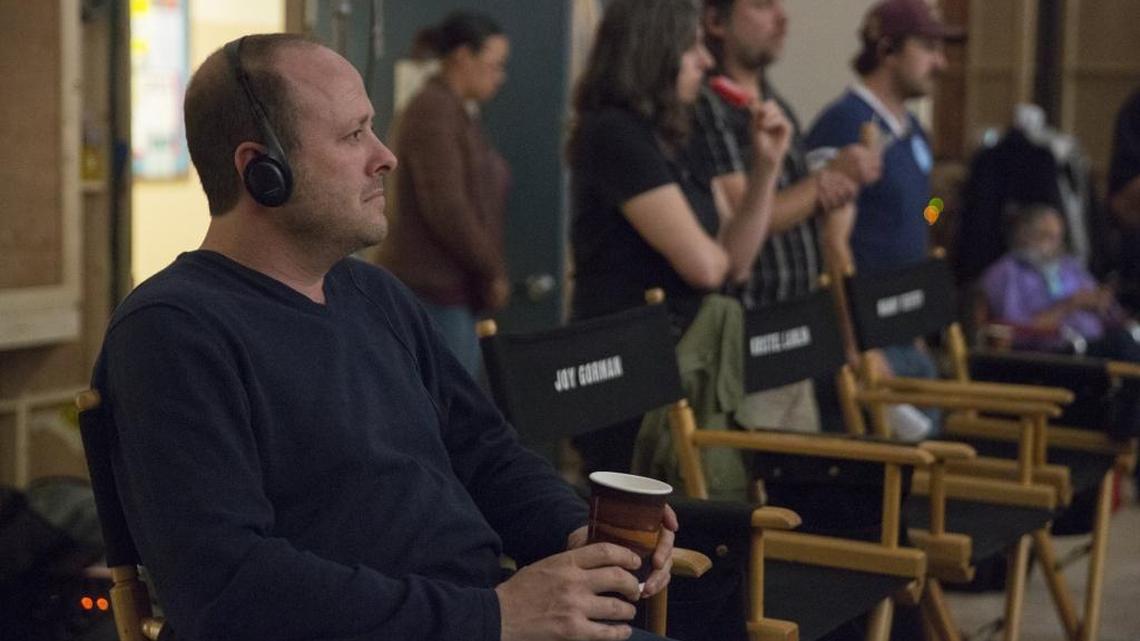 Author Jay Asher, here on the set of the Netflix series “Thirteen Reasons Why” based on his young adult novel of the same name.