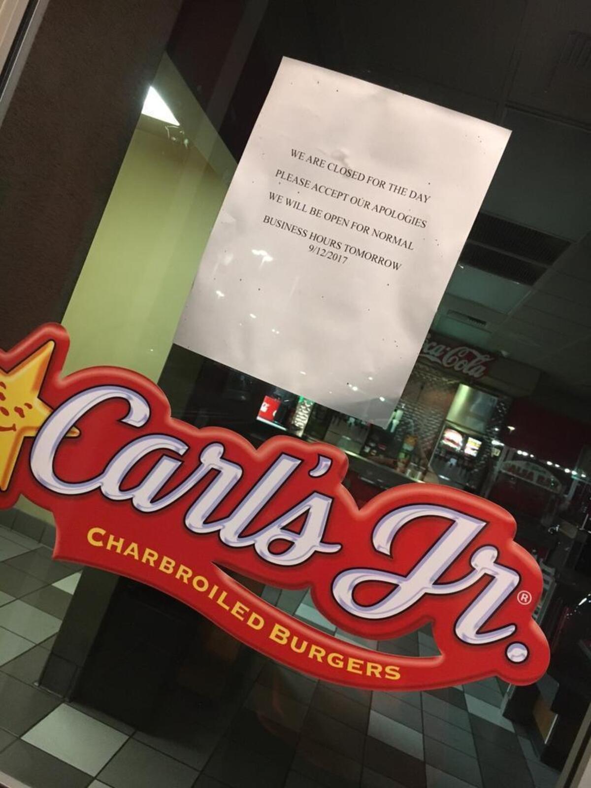 A notice posted on the fast food restaurant Monday evening said the business would reopen as usual Tuesday.