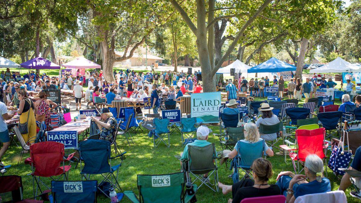 About 530 people attended the San Luis Obispo County Democratic Party’s Labor Day BBQ at Atascadero Lake Park on Monday, Sept. 2, 2024, an all-time high, said party chairman Tom Fulks.
