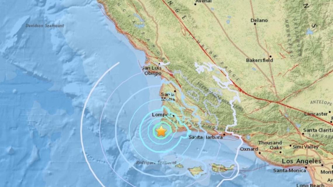 A map shows the magnitude 4.3 earthquake that struck 16 miles southwest of Lompoc on Thursday, October 26, 2017.