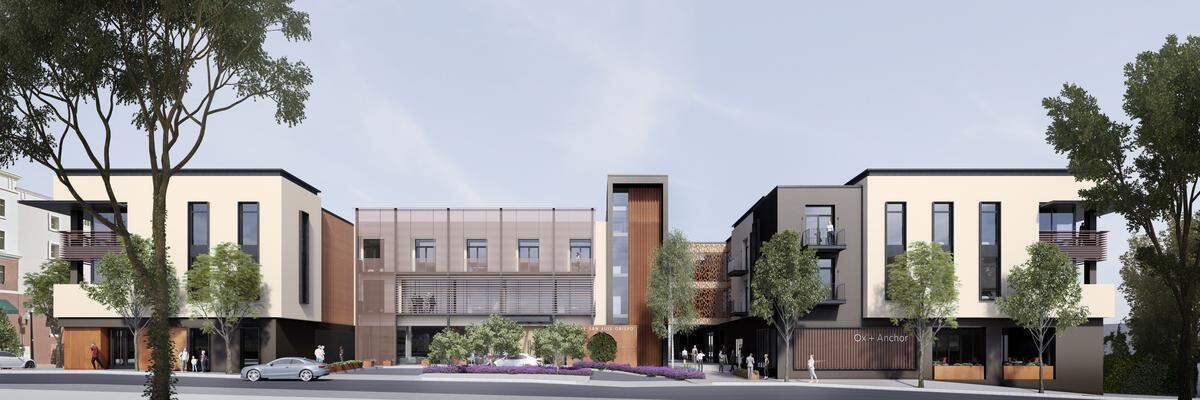 A rendering shows the Palm Street entrance to the new Hotel SLO in downtown San Luis Obispo.