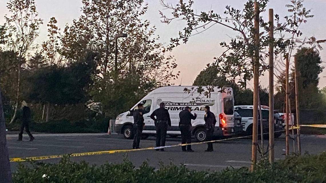 Santa Maria police officers and crime scene technicians investigate a fatal shooting on Saturday at Oakley Park in northwest Santa Maria.