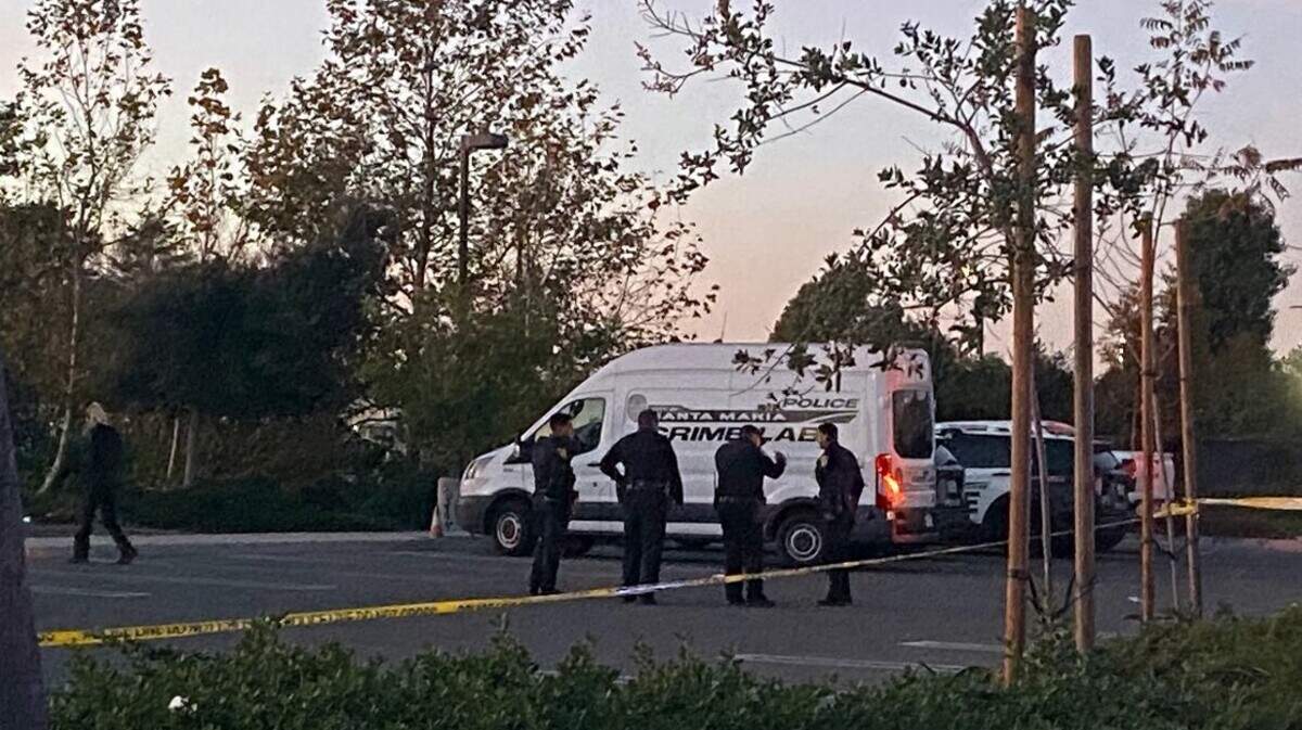Santa Maria police officers and crime scene technicians investigate a fatal shooting on Saturday at Oakley Park in northwest Santa Maria.