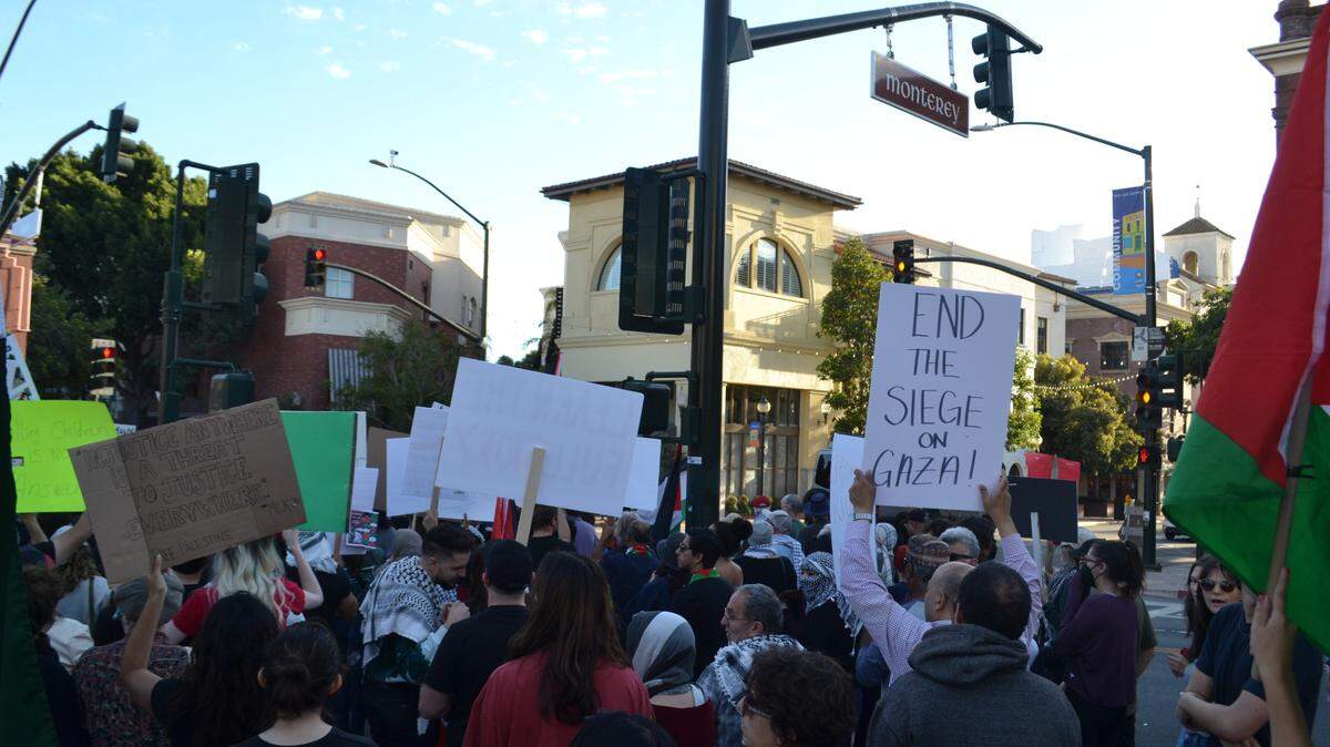 Hundreds of San Luis Obispo County residents marched to call for a ceasefire in Gaza on Saturday, Oct. 21, 2023.