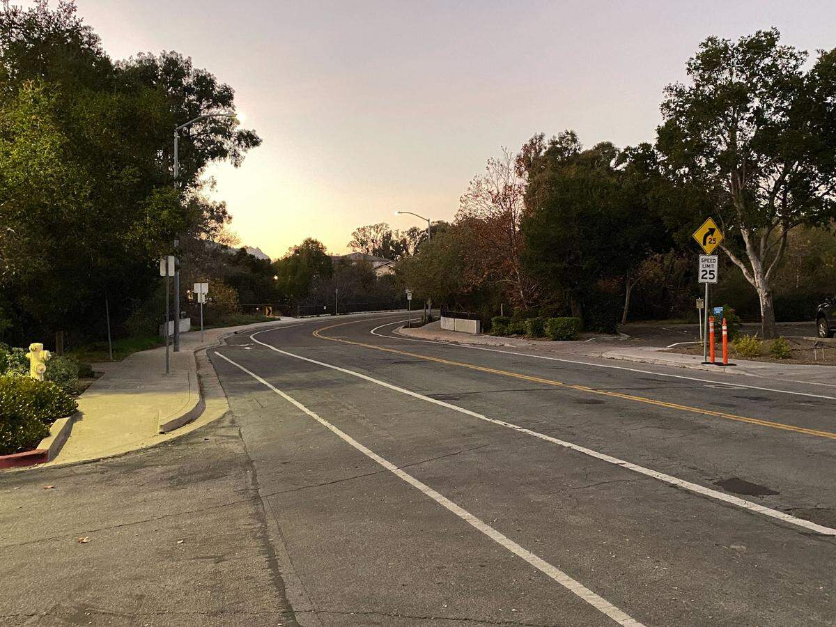 The bodies of two San Luis Obispo residents and their dog were found in heavy brush in the creekbed near the 3400 block of Sacramento Drive on Tuesday, Nov. 22, 2022. A day earlier a car crashed into the bridge abutment, and police are investigating whether it might be linked to the deaths.