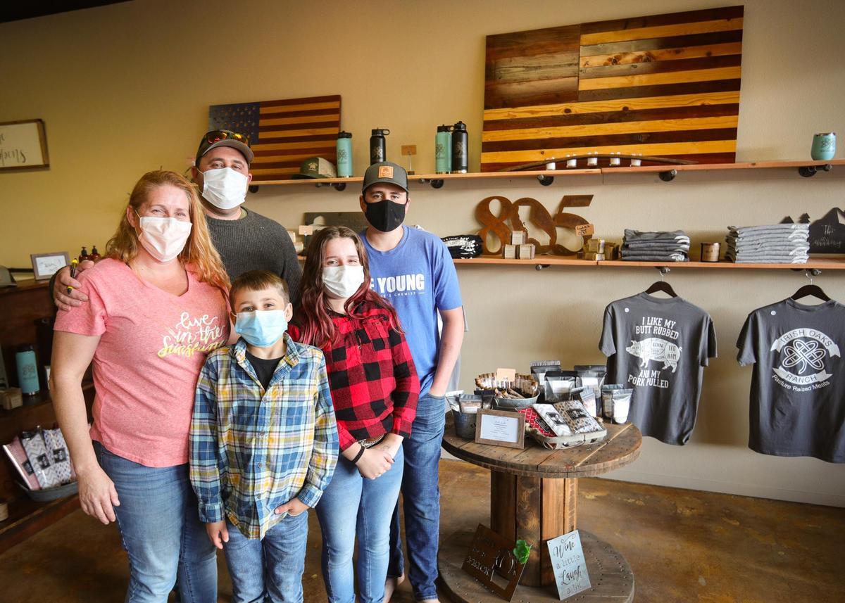 Irish Oaks Ranch Mercantile in Atascadero is owned by the Garrett family: Melissa, left, Garrett, 15-year-old Aiden, 13-year-old Emma and 10-year-old Owen.