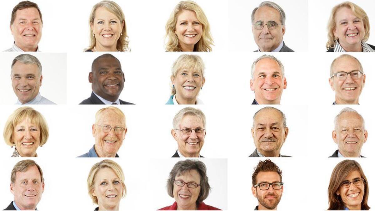 San Luis Obispo County voters re-elected every incumbent mayor and council member on the ballot and welcomed a few newcomers, according to unofficial election results in the Nov. 8, 2016 election. There are still thousands of outstanding ballots to count. Starting from left to right with the top row, the winners include: in Arroyo Grande, Jim Hill, Caren Ray and Kristen Barneich; in Atascadero, Tom O’Malley, Roberta Fonzi and Charles Bourbeau; in Grover Beach, John Shoals, Debbie Peterson and Jeff Lee; in Morro Bay, Jamie Irons, Marlys McPherson and Robert “Red” Davis; in Paso Robles, Steven Gregory and Fred Strong; in Pismo Beach, Ed Waage, Erik Howell and Marcia Guthrie; and in San Luis Obispo, Jan Marx, Aaron Gomez and Andy Pease.