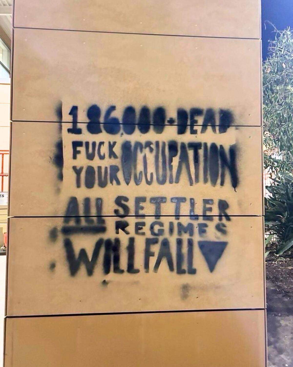 Anti-Israel vandals sprayed graffiti at multiple locations across Cal Poly on Oct. 31, 2024.