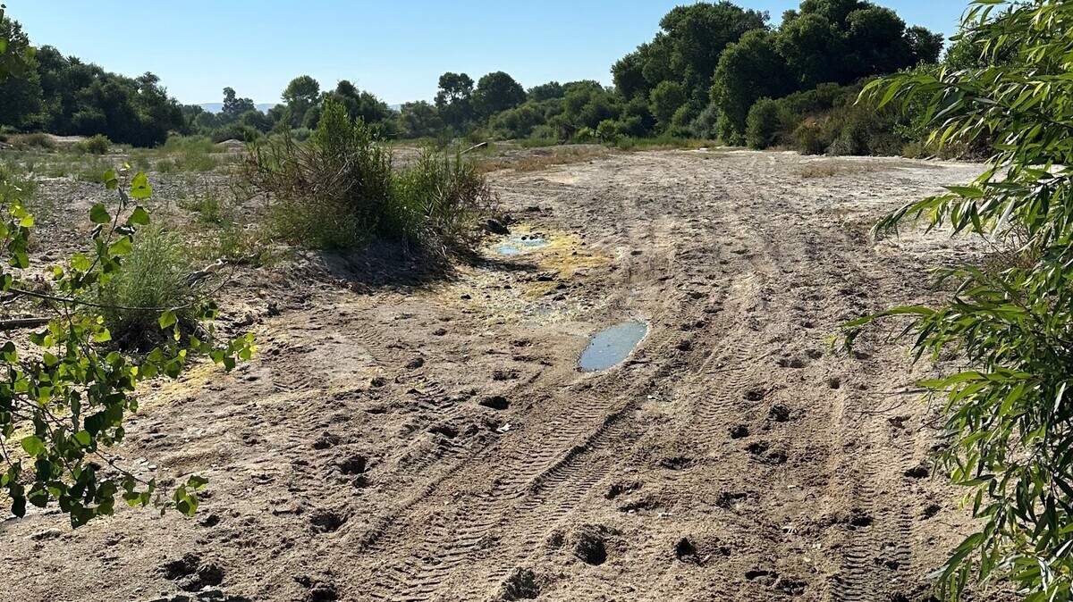 San Luis Obispo County confirmed a dry patch of the Salinas River in Atascadero on Tuesday, July 18, 2023. 