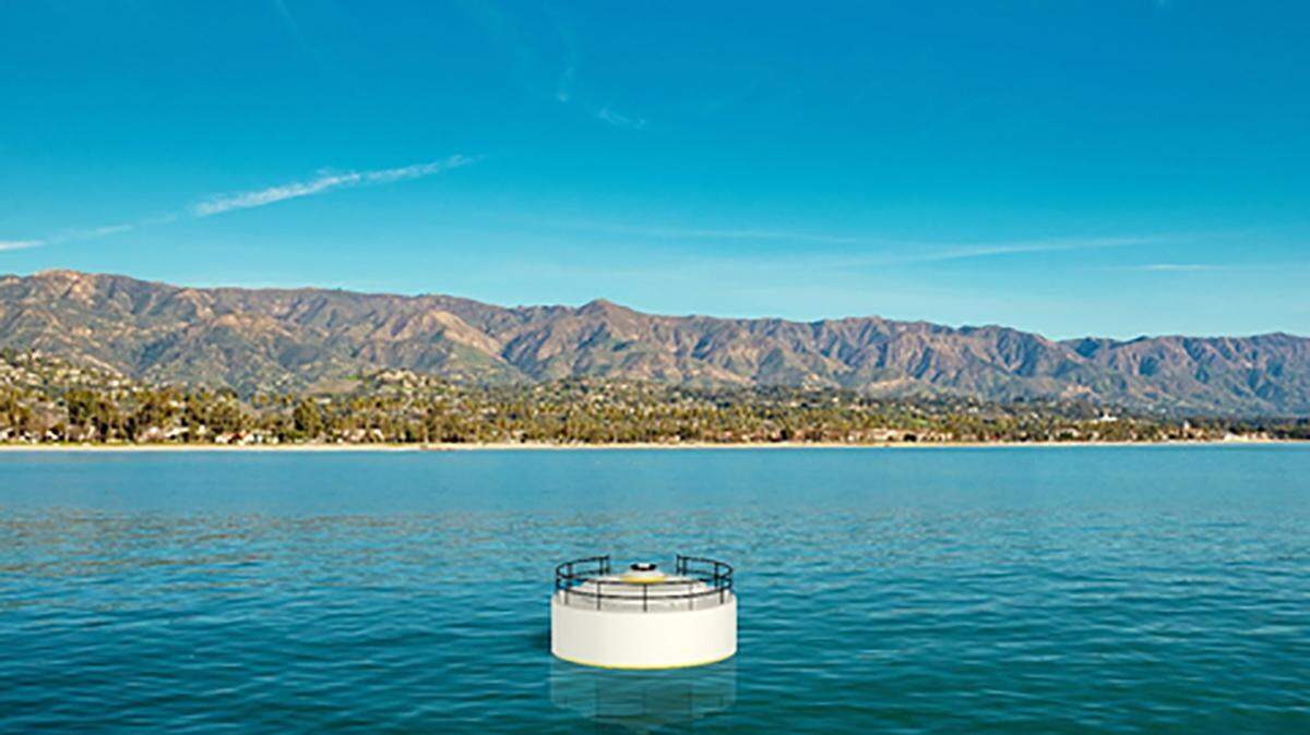 A rendering shows how the SeaWell desalination buoy would look from the surface of the water. A new proposal would test the system off Vandenberg Space Force Base.